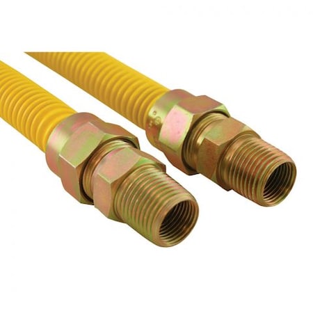 5/8 Gas Connector, Coated With Fitting, 1/2 MIP X 1/2 MIP X 24